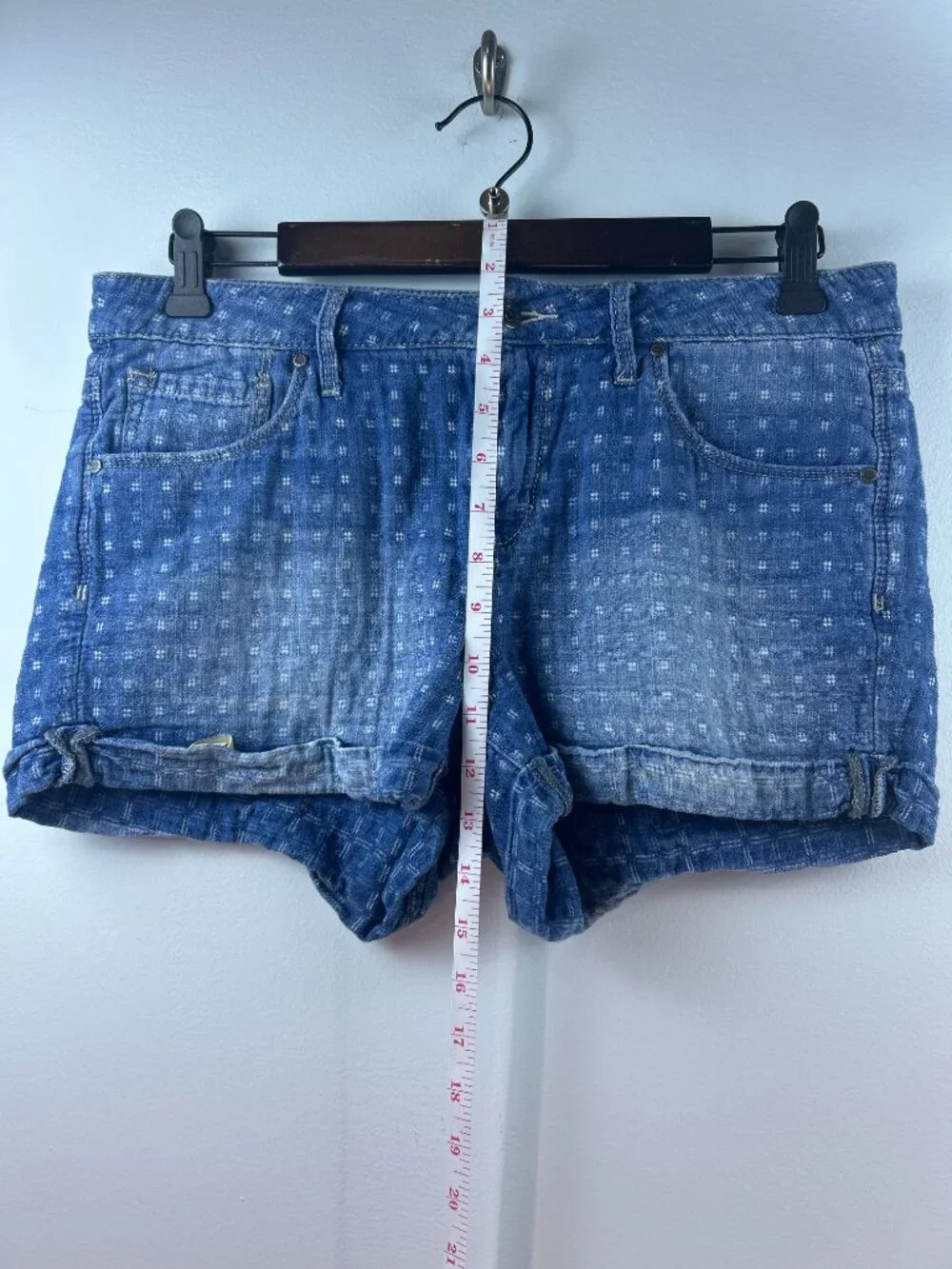 Melrose and Market Denim Shorts Relaxed Fit Blue Dot Print Size 27